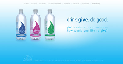GIVE Natural Spring Water Website Screenshot