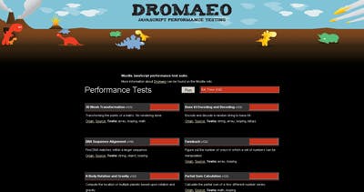 Dromaeo Website Screenshot