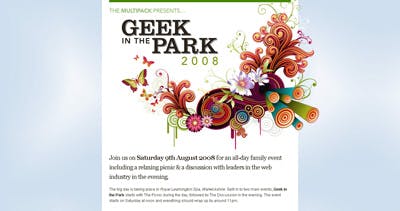 Geek in the park 2008 Website Screenshot