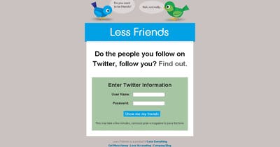 Less Friends Website Screenshot