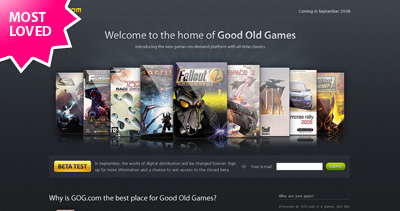 Good Old Games Website Screenshot