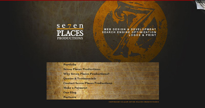 Seven Places Productions Website Screenshot