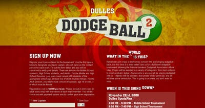 Dulles Dodgeball Website Screenshot