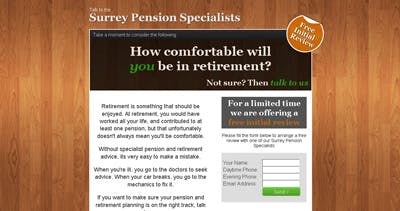Surrey Pension Specialist Website Screenshot