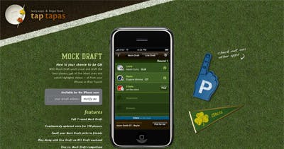 Mock Draft iPhone App Website Screenshot