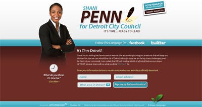 Shani Penn for Detroit Website Screenshot