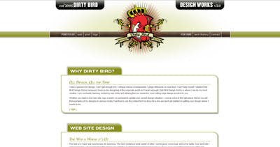 Dirty Bird Design Works Website Screenshot