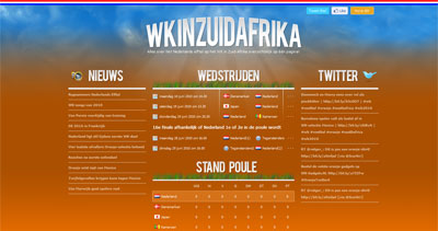 WK in Zuid-Afrika Website Screenshot