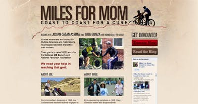 Miles for Mom Website Screenshot