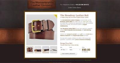 The Broadway Leather Belt Website Screenshot