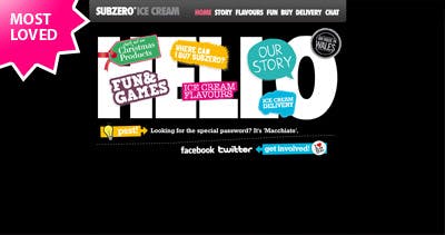 Subzero Ice Cream Website Screenshot