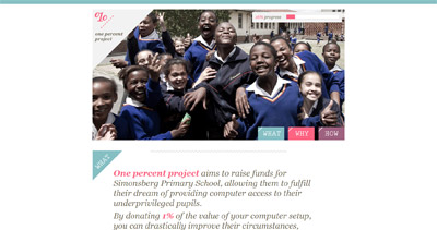 One percent project Website Screenshot