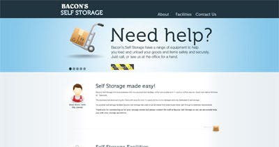 Bacons Self Storage Website Screenshot