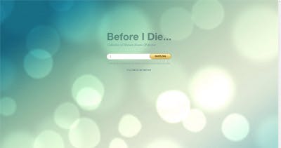 Before I Die Website Screenshot