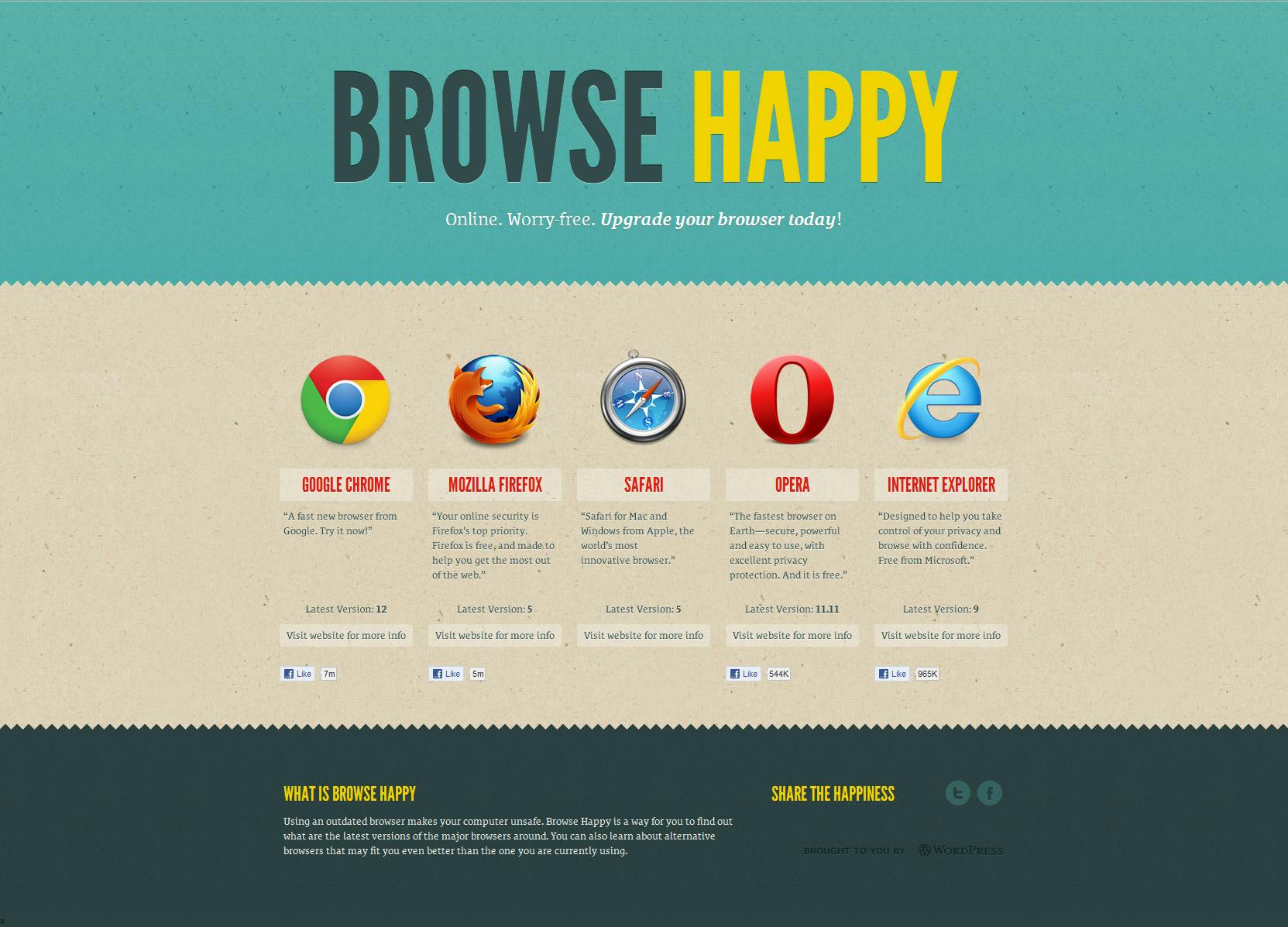 Browse Happy Website Screenshot