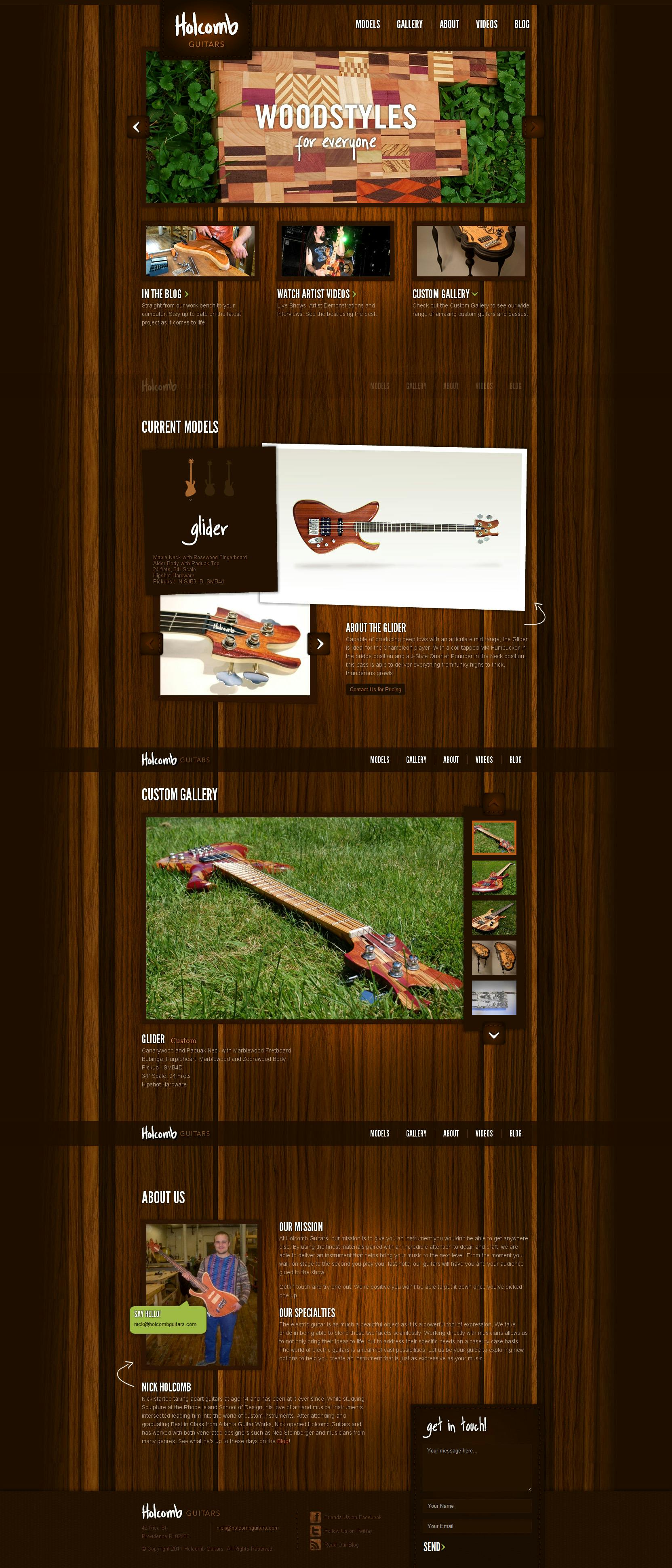 Holcomb Guitars Website Screenshot