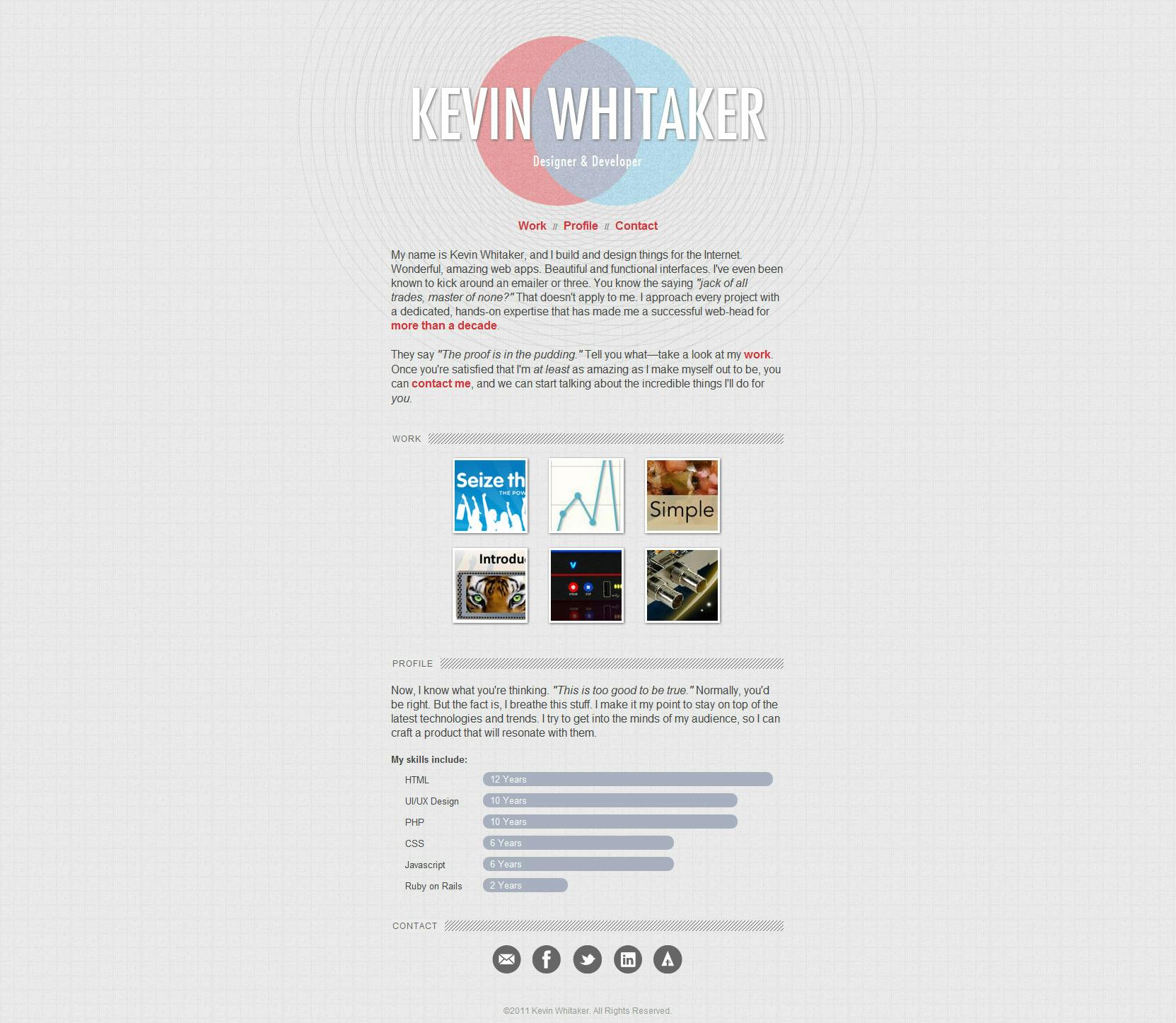 Kevin Whitaker Website Screenshot