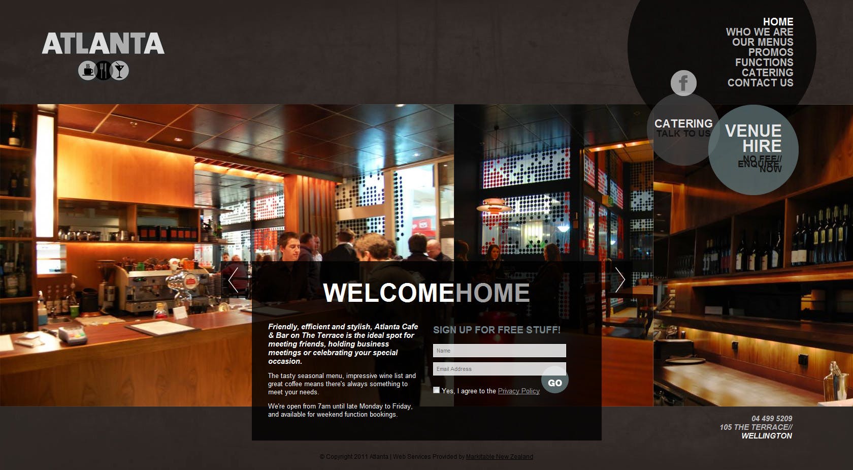 Atlanta Cafe & Bar Website Screenshot