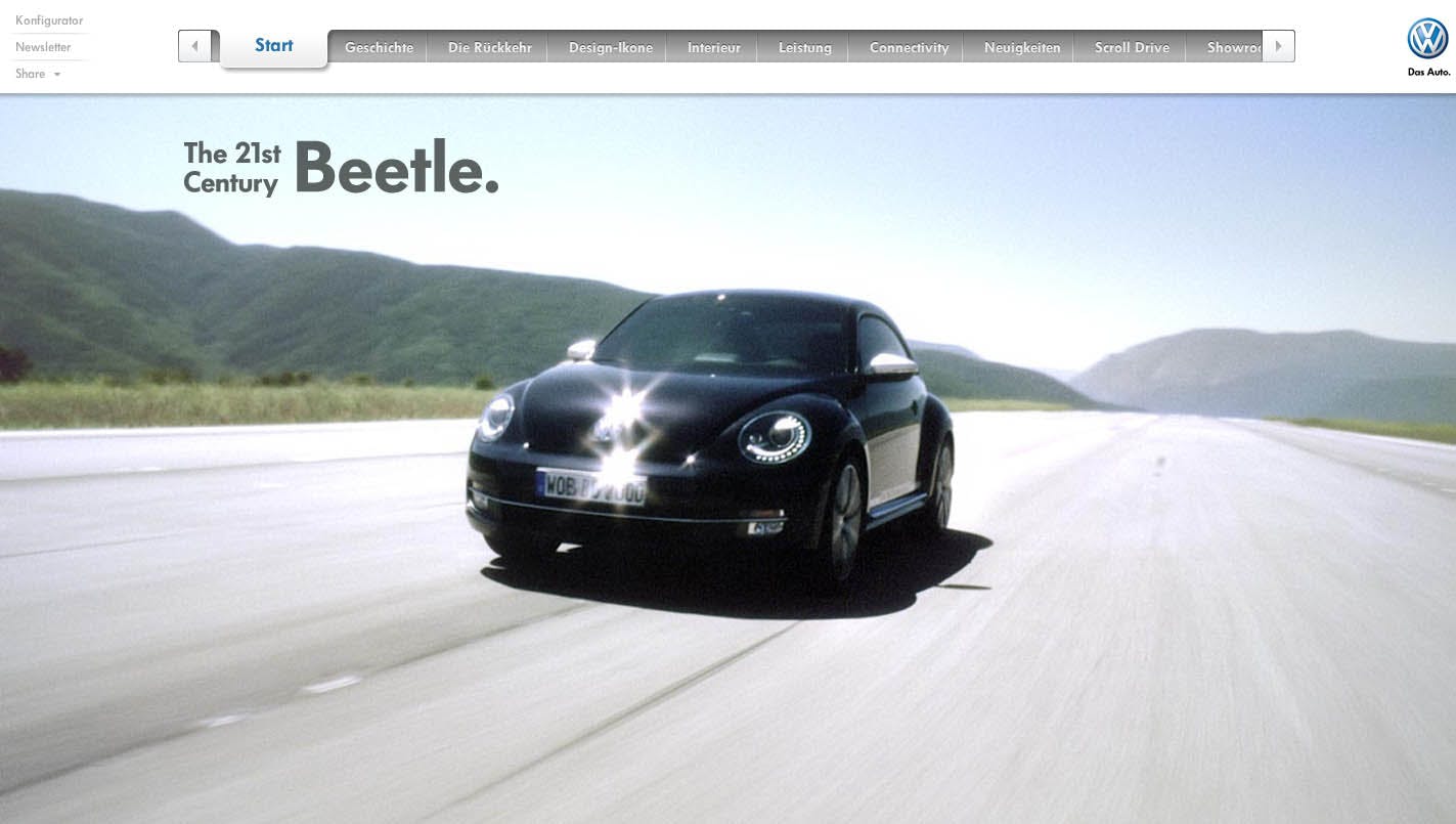 Volkswagen Beetle Website Screenshot