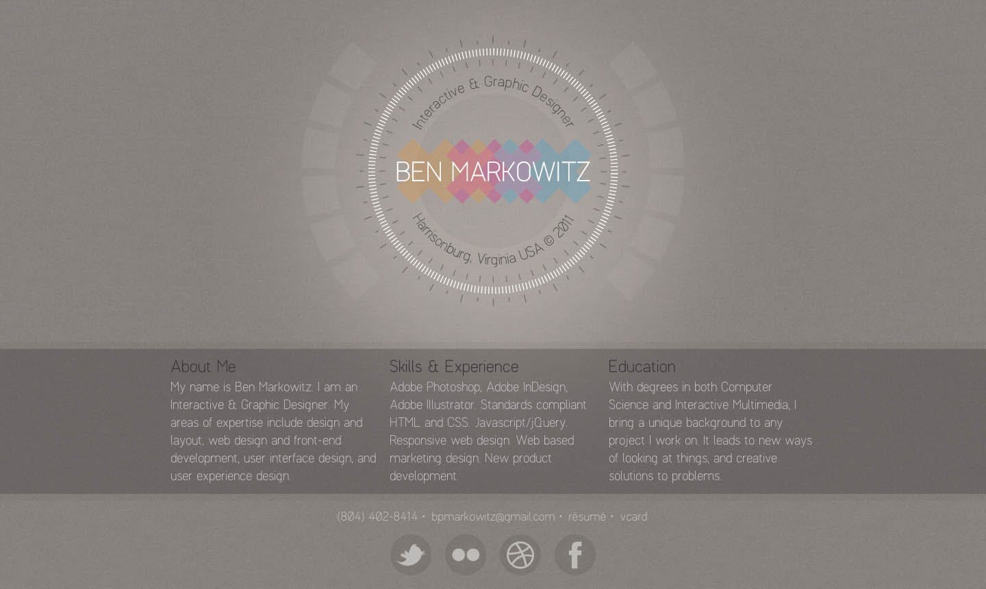 Ben Markowitz Website Screenshot