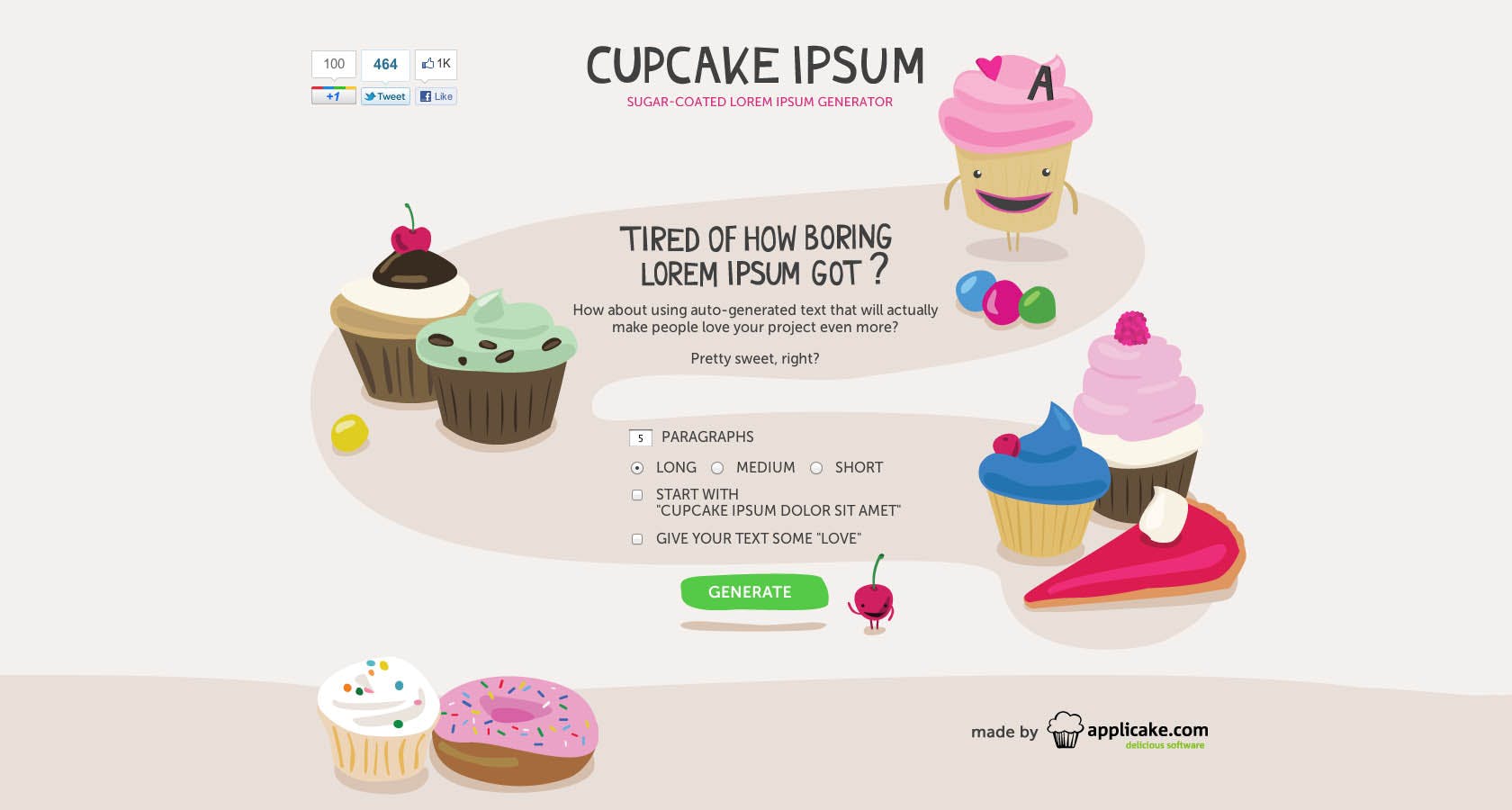 Cupcake Ipsum Website Screenshot