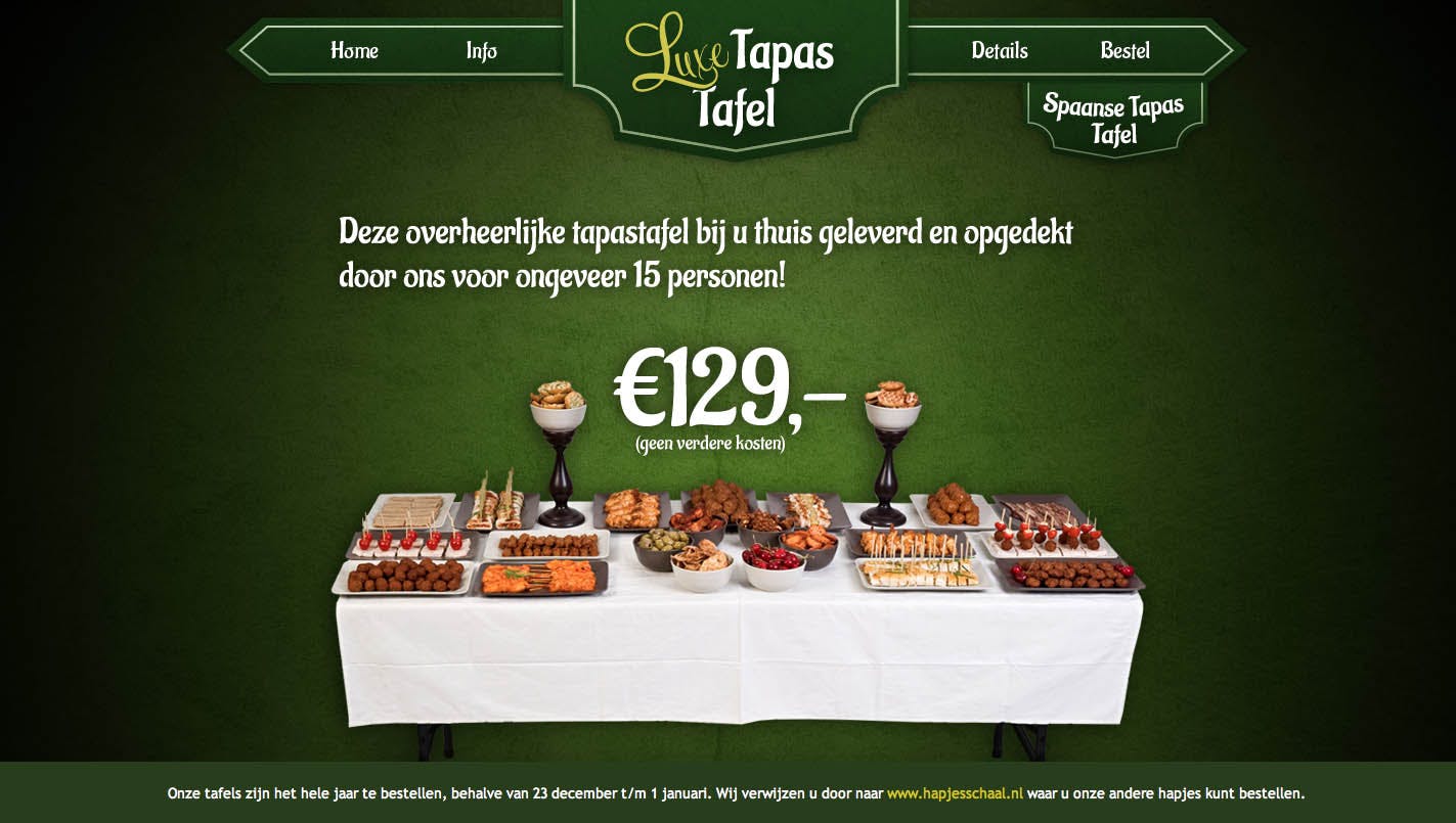 Luxe Tapas Tafel Website Screenshot