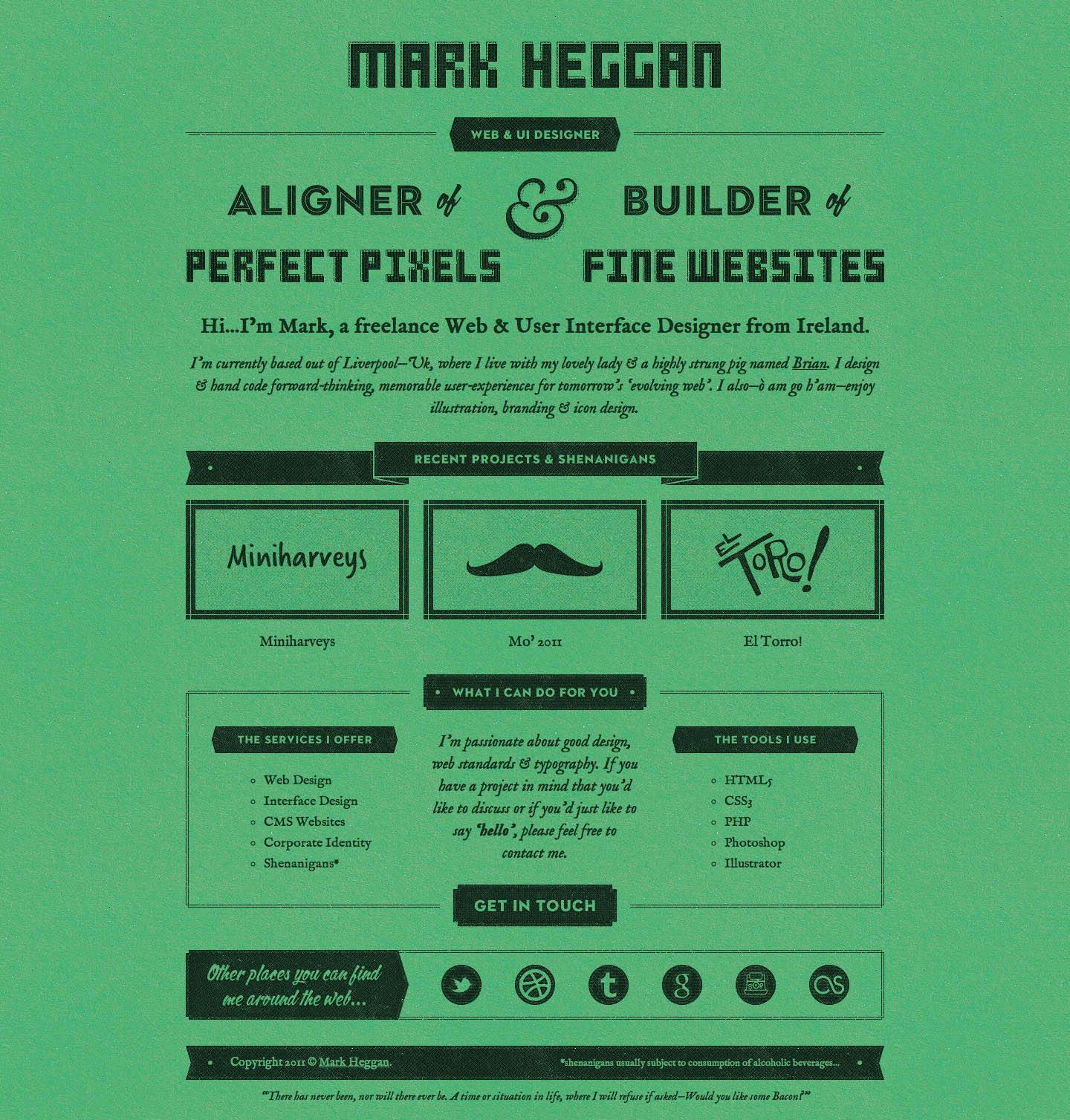 Mark Heggan Website Screenshot