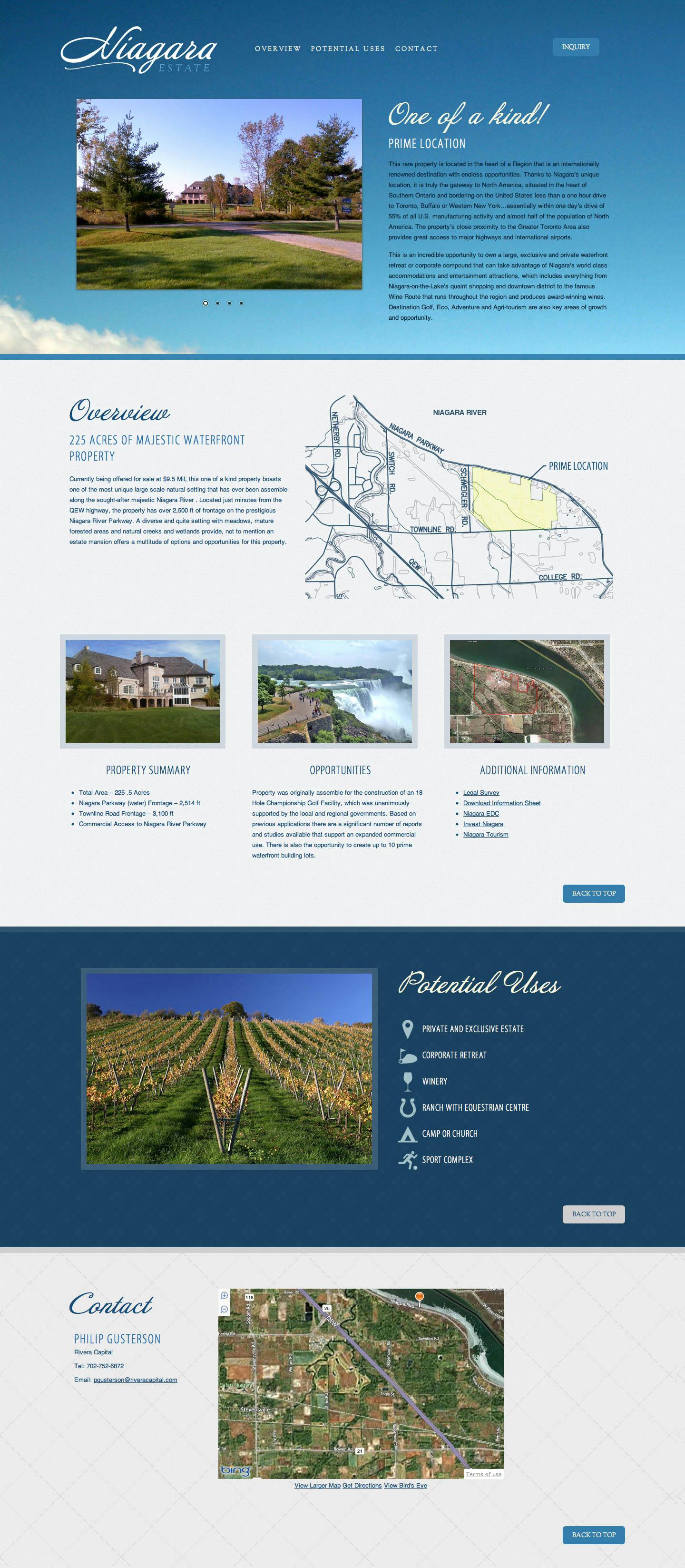 Niagara Estate Website Screenshot