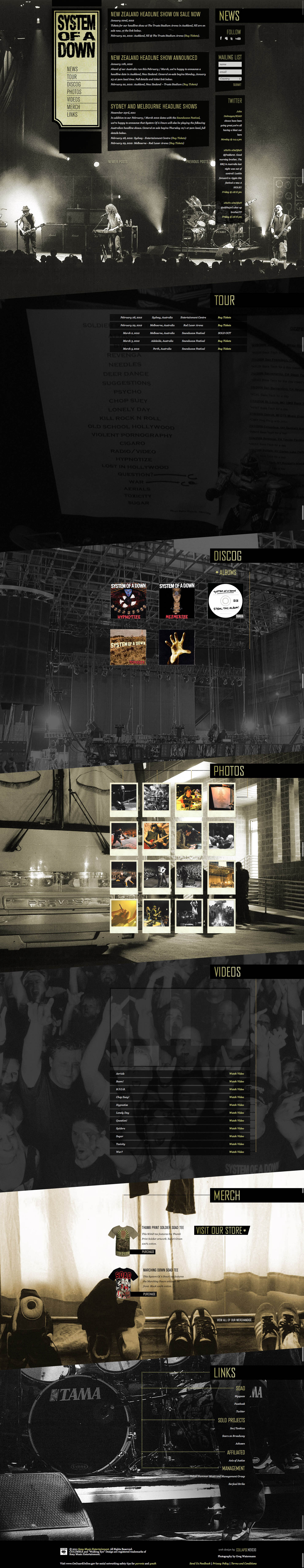 System Of A Down Website Screenshot