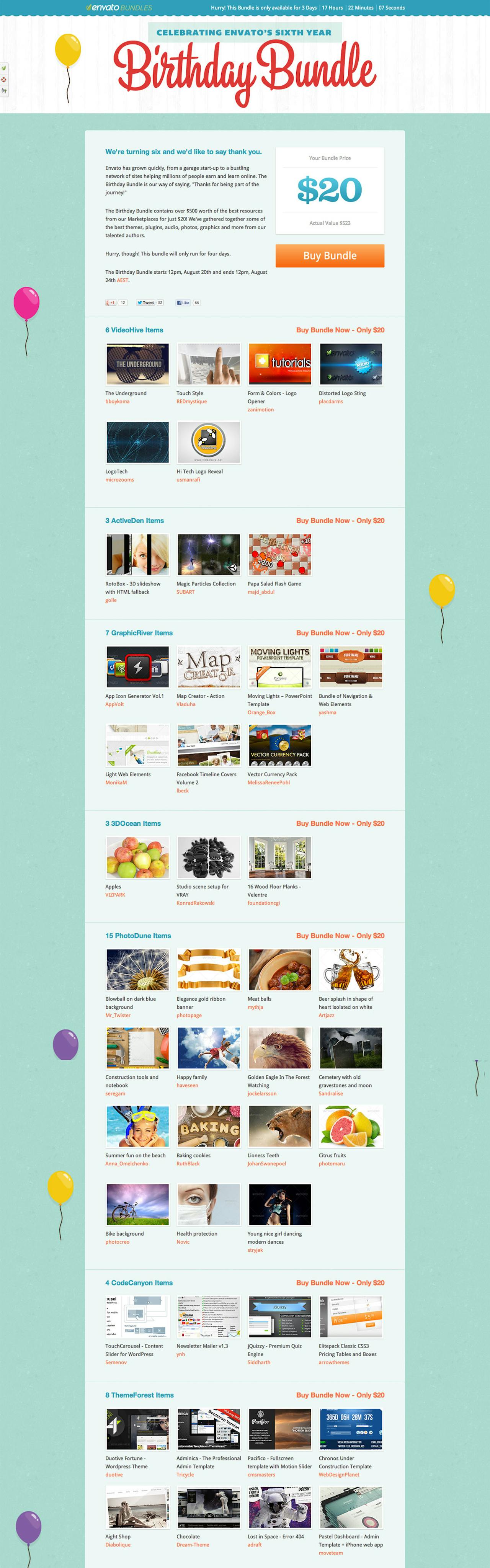 Envato Birthday Bundle 2012 Website Screenshot