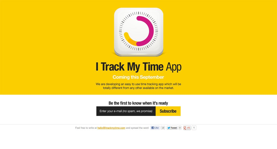 iTrackMyTime iPhone app Website Screenshot