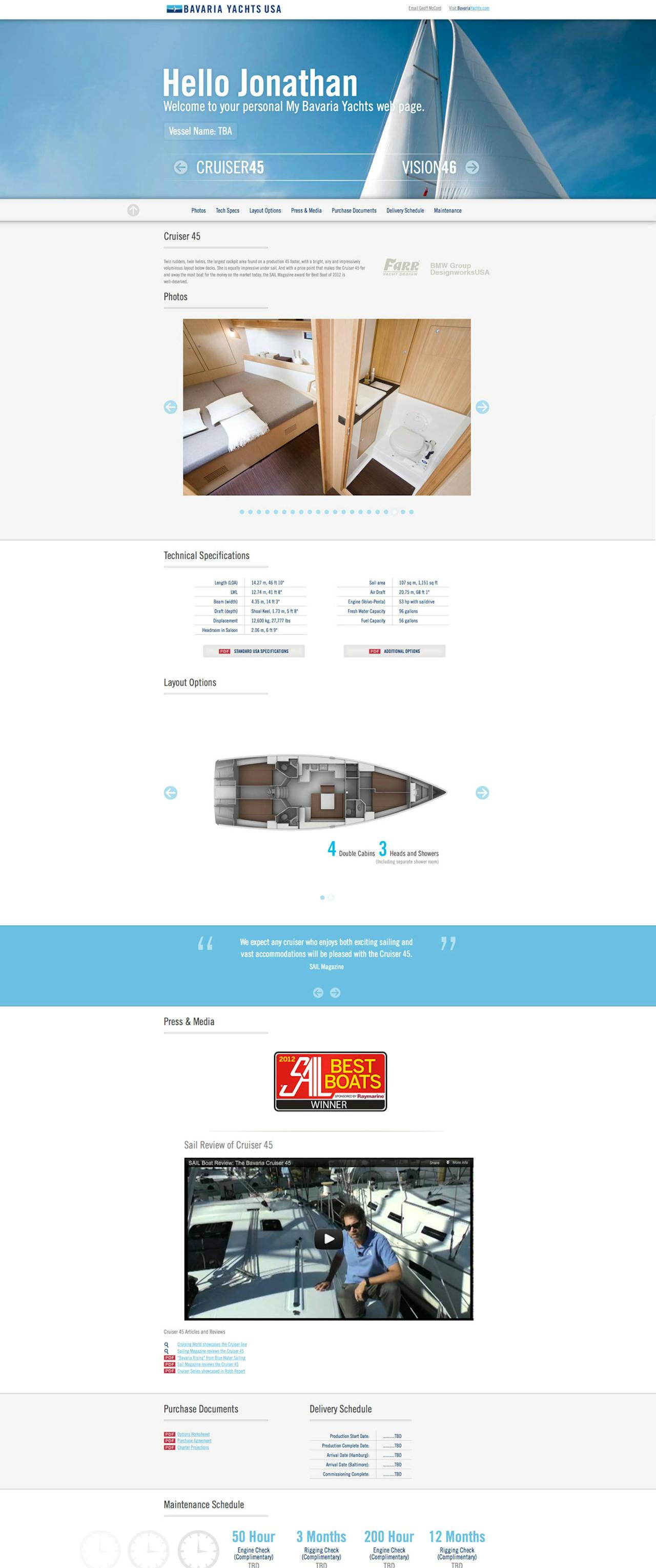 Bavaria Yachts Website Screenshot