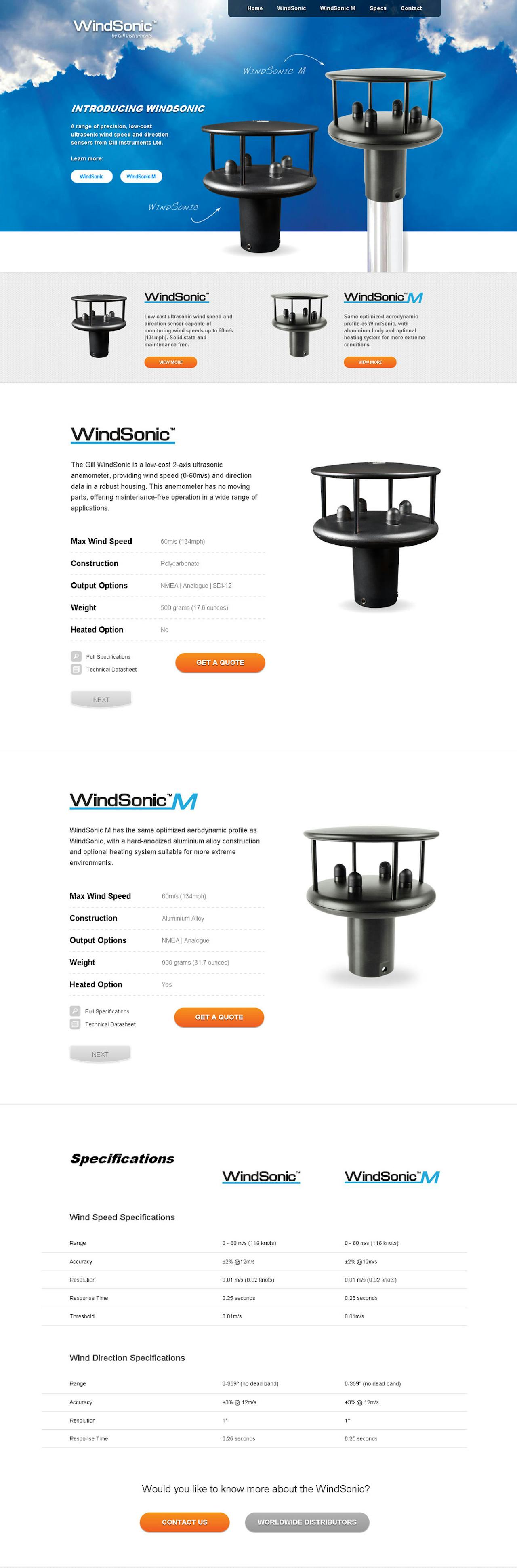 WindSonic Wind Sensor Website Screenshot