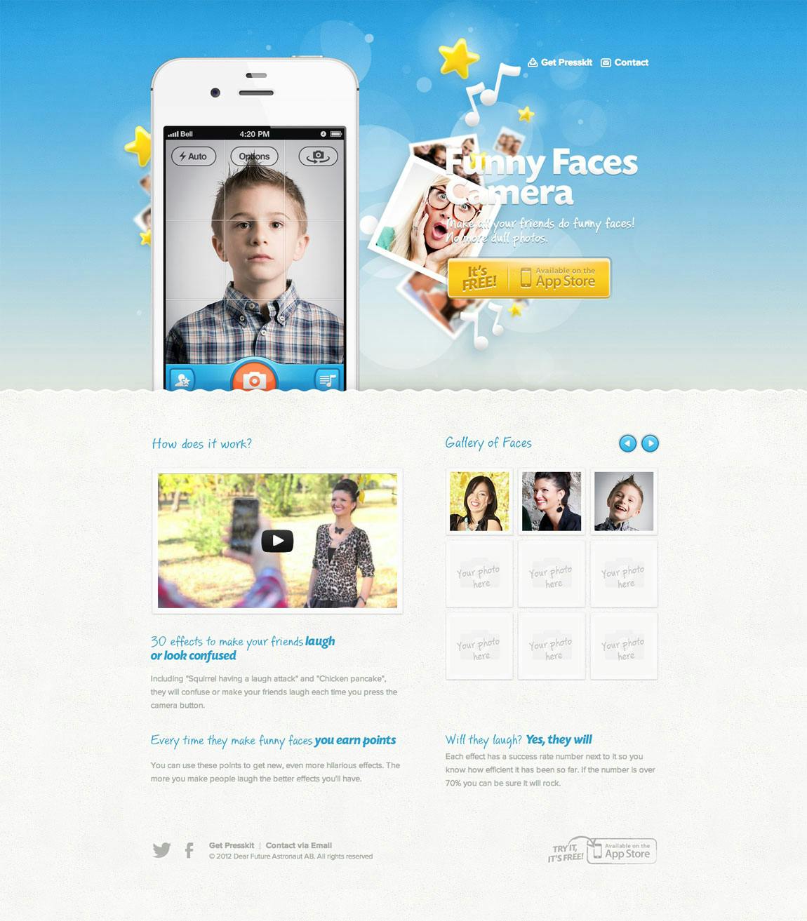Funny Faces Camera - One Page Website Award