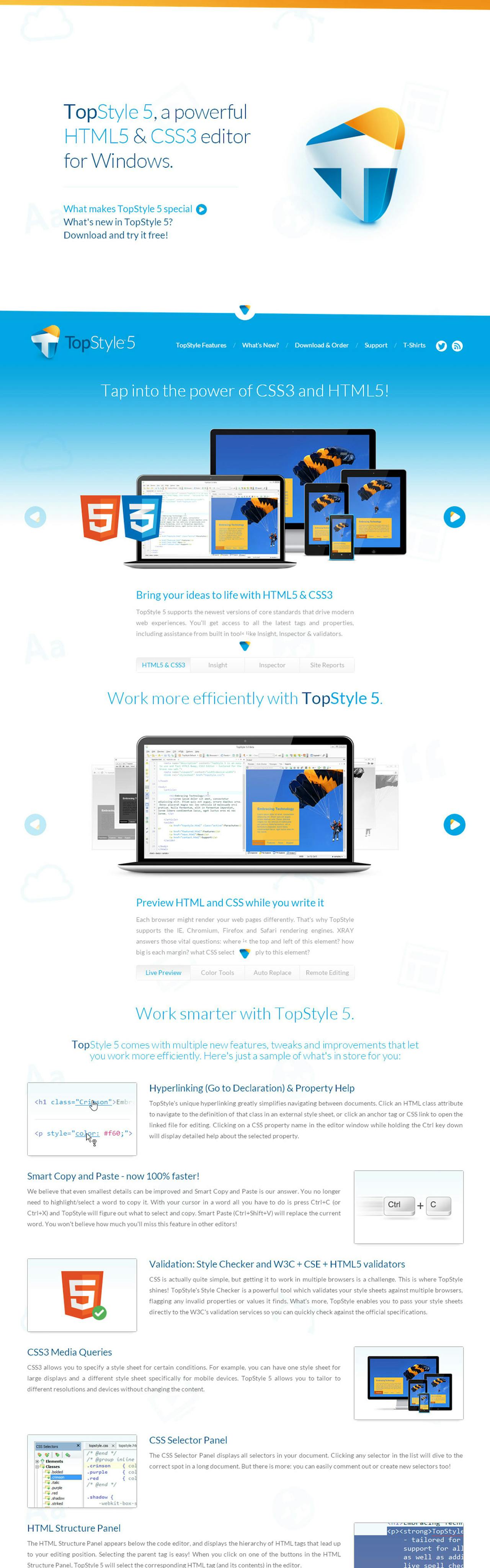 TopStyle 5 – HTML5 & CSS3 Editor Website Screenshot