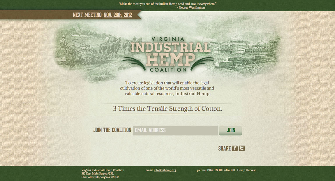 Virginia Industrial Hemp Coalition Website Screenshot