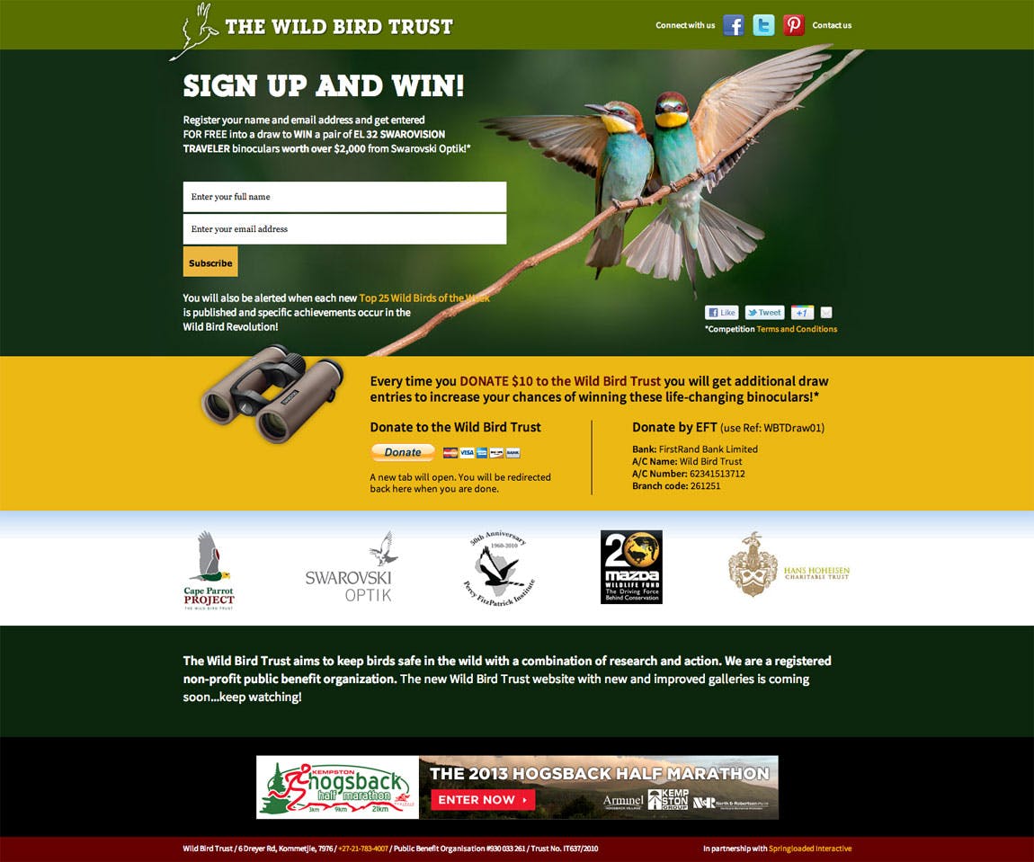 Wild Bird Trust Website Screenshot