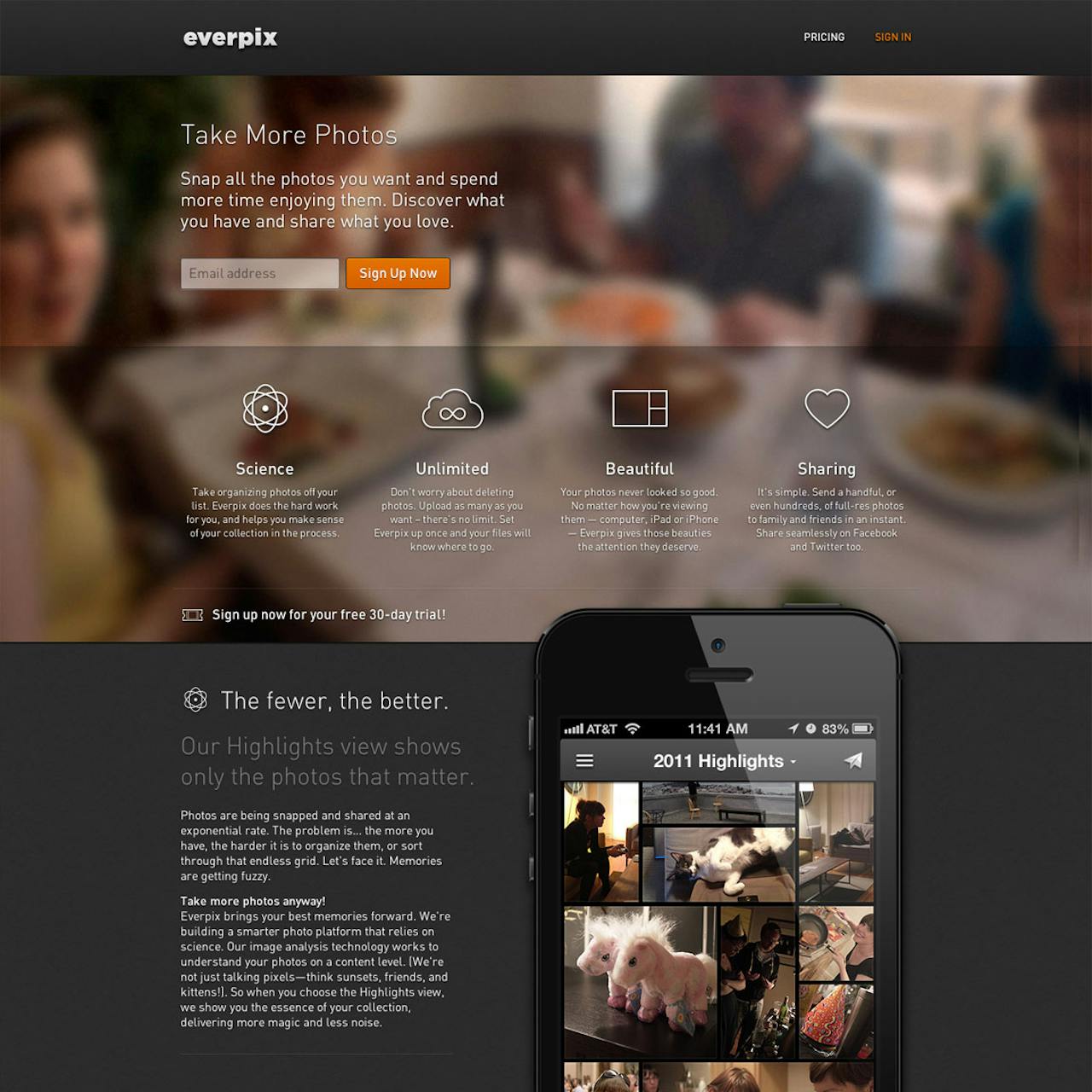 Everpix Website Screenshot