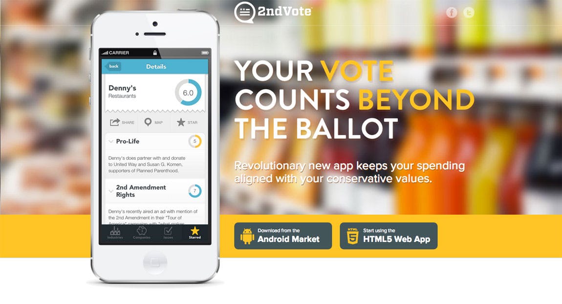 2nd Vote Shopping App Website Screenshot