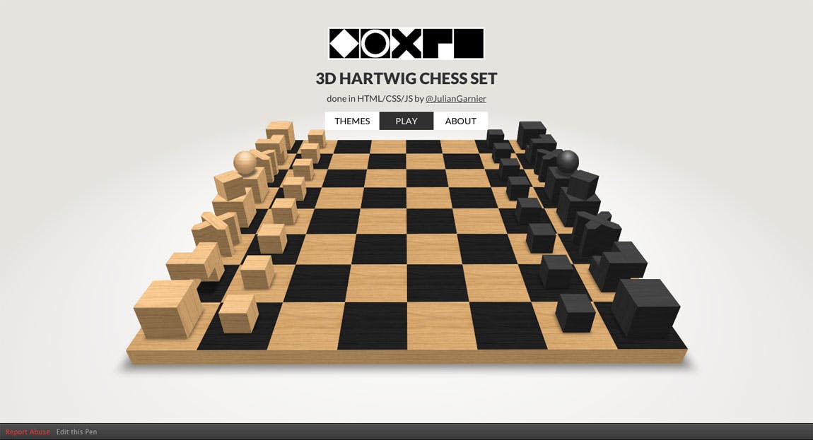 3D CSS Hartwig chess set Website Screenshot