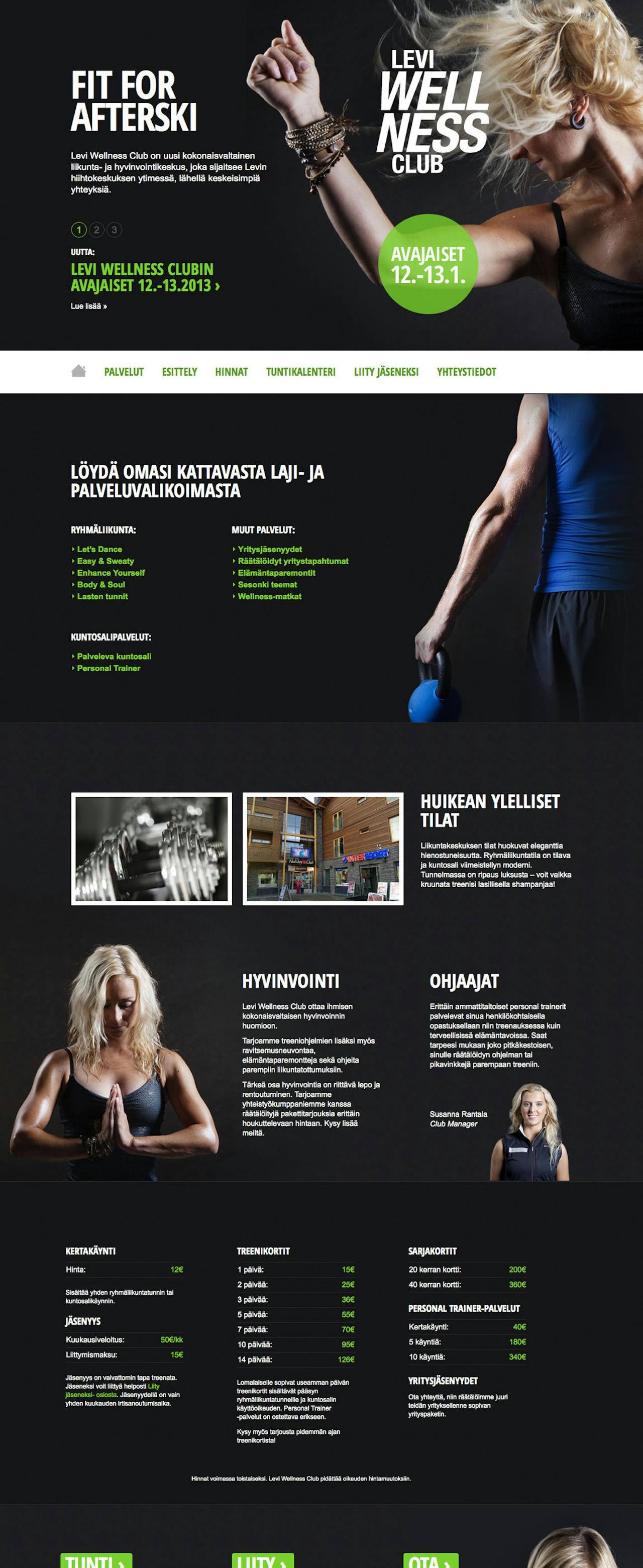 Levi Wellness Club Website Screenshot