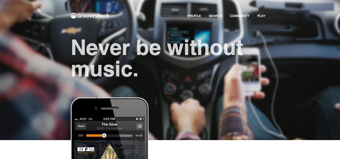 Grooveshark’s Mobile App Website Screenshot