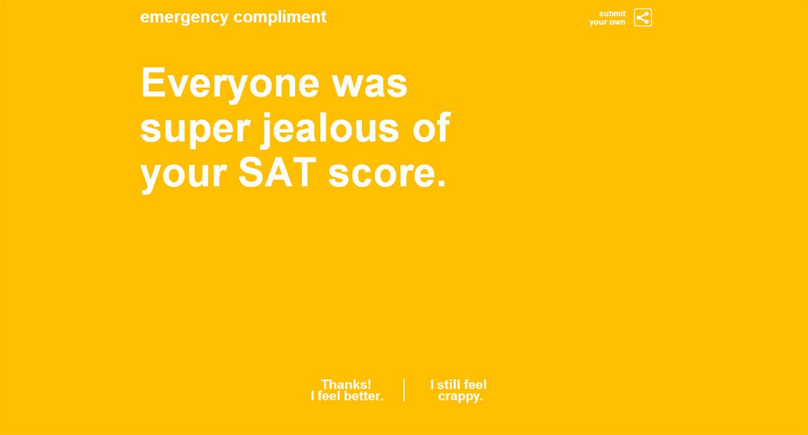 Emergency Compliment Website Screenshot