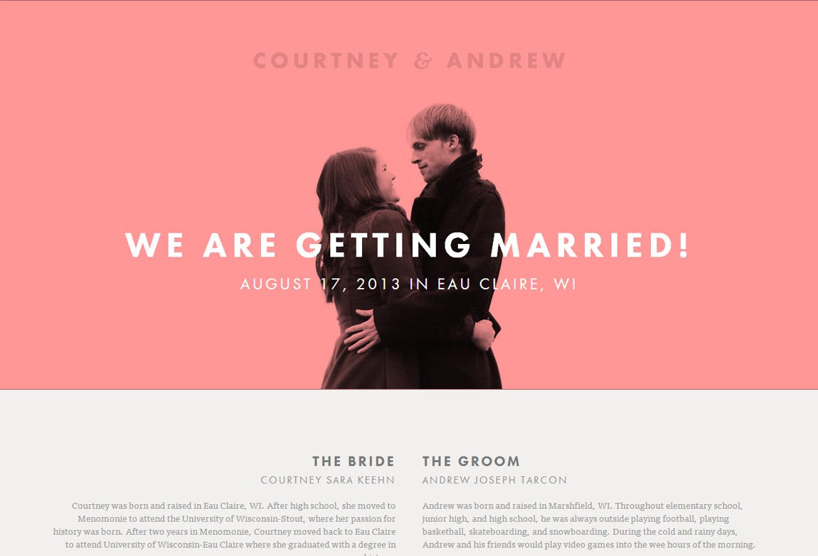 Courtney & Andrew Website Screenshot