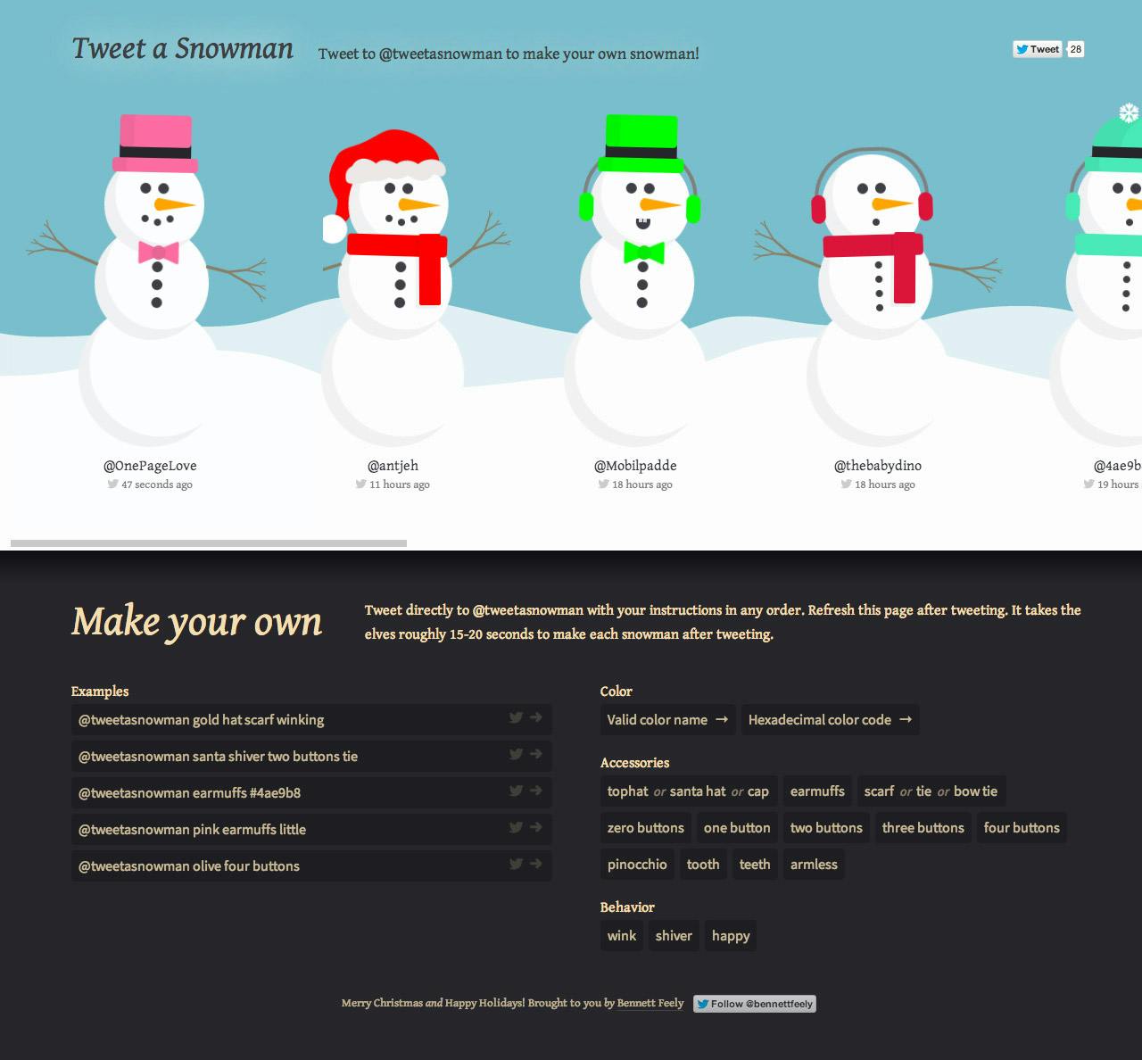 Tweet a Snowman Website Screenshot