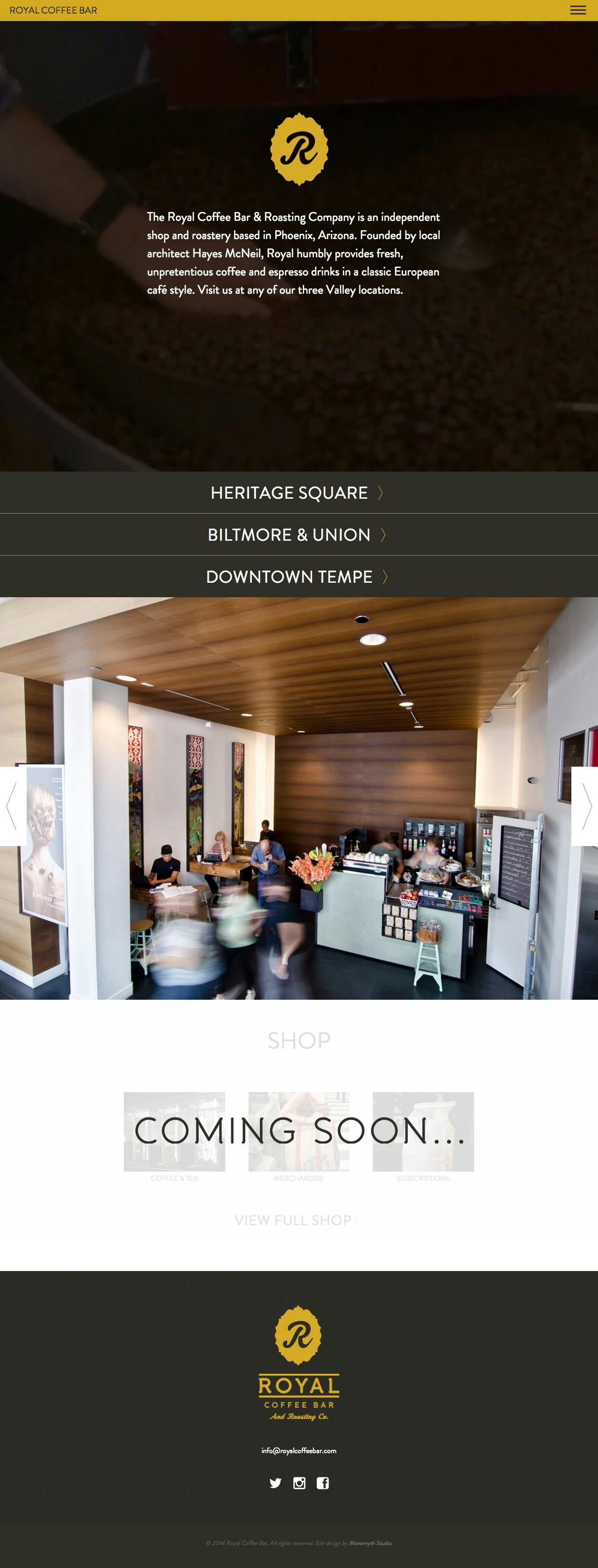 Royal Coffee Bar Website Screenshot