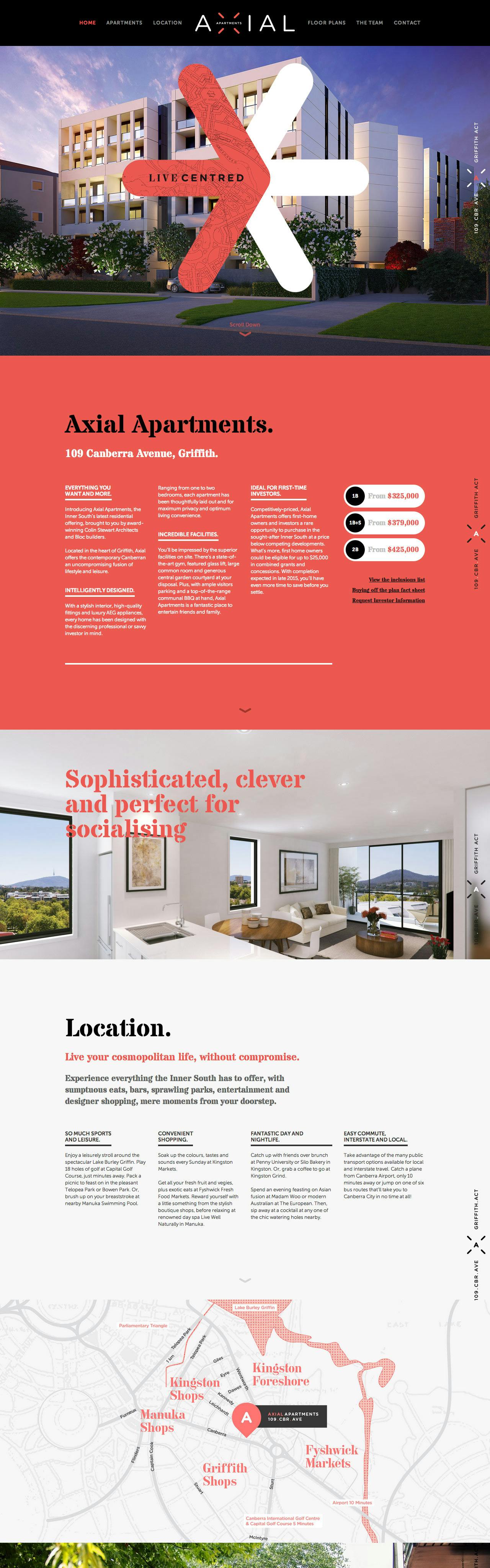 Axial Apartments Website Screenshot