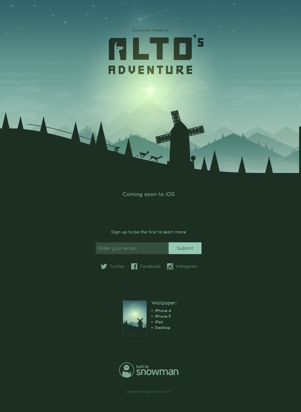 Alto’s Adventure Website Screenshot