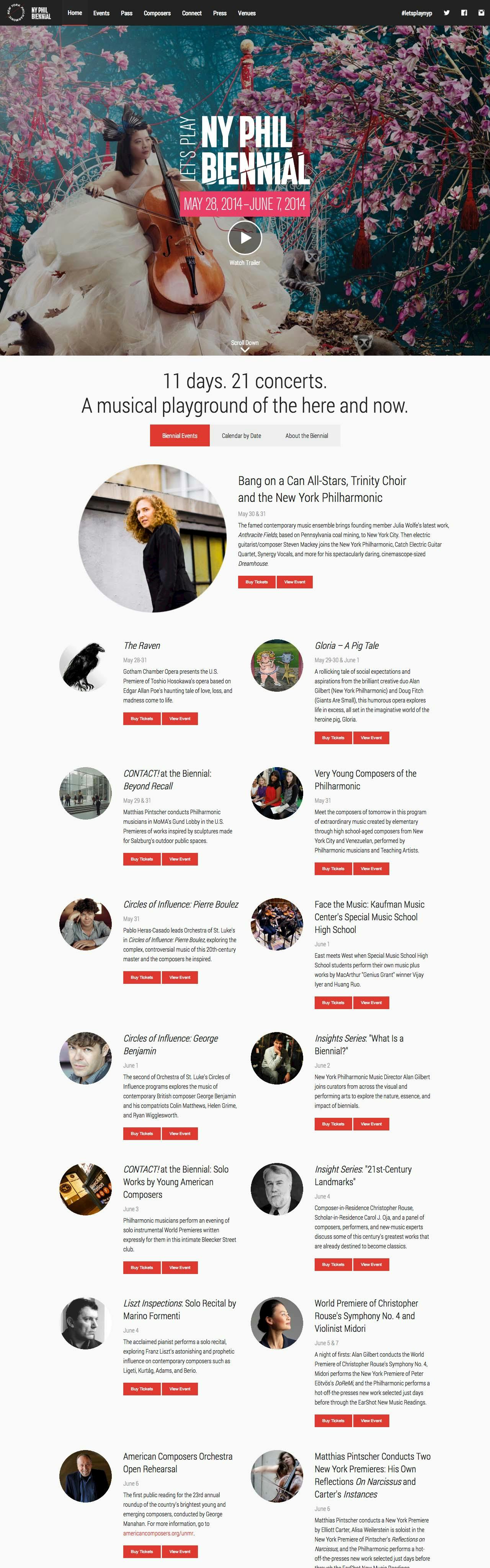 New York Philharmonic Biennial Website Screenshot