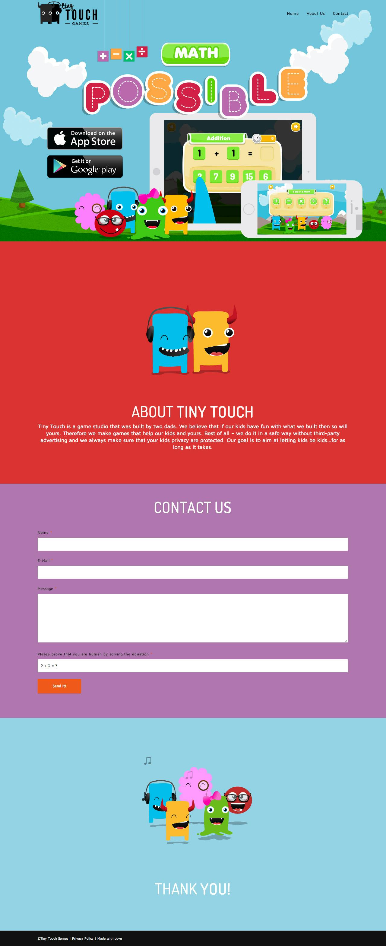 Tiny Touch Games Website Screenshot
